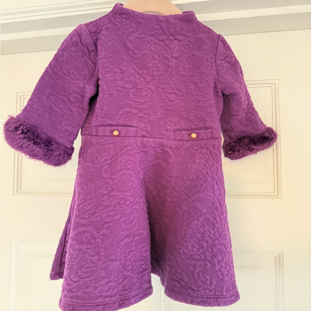 Janie and Jack Jacquard Faux Fur Cuff Dress Size 18-24M